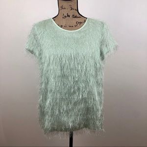 ANN TAYLOR MINT FRINGE TOP